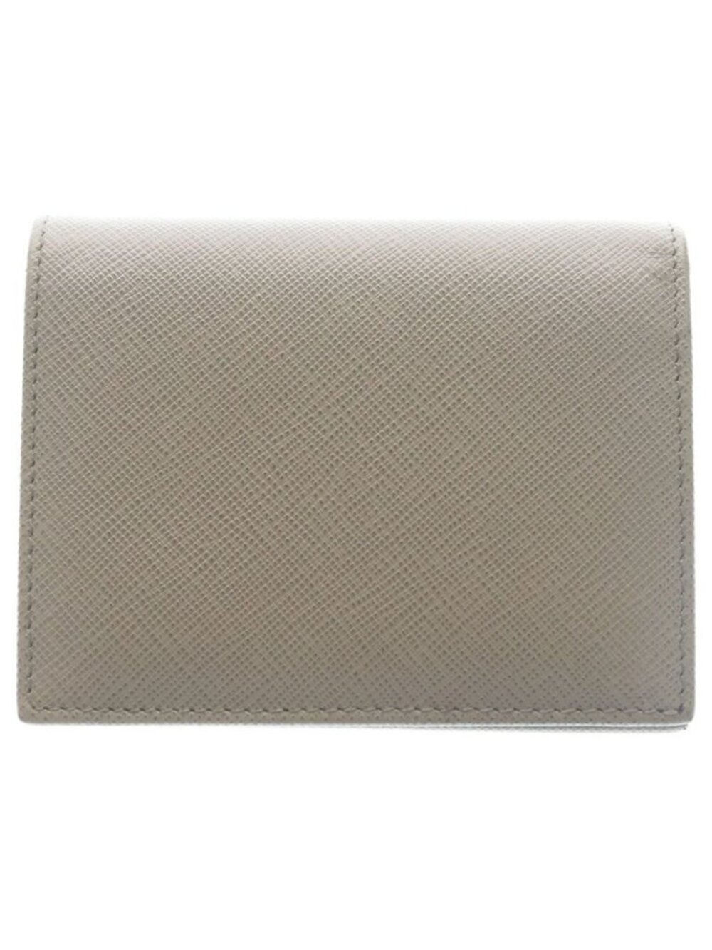 Prada Saffiano Bifold Compact Wallet Card Case Blue Grey Leather Gold - Picture 2 of 6